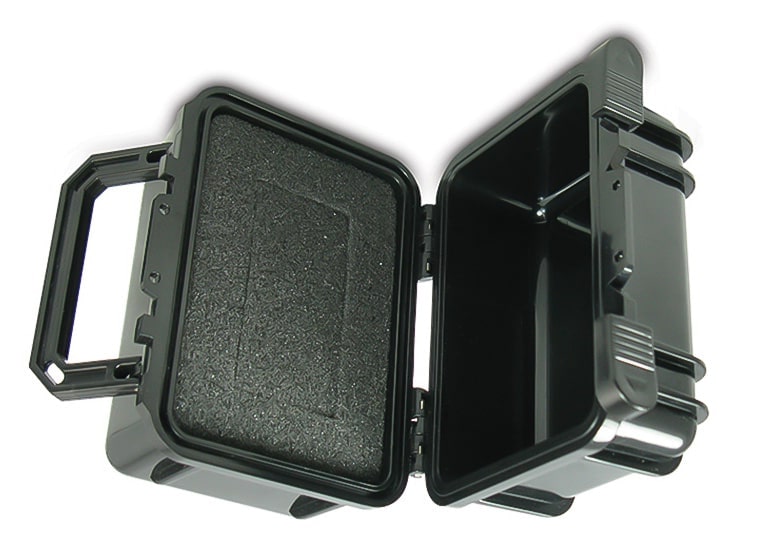 Black strong plastic watch storage case with handle