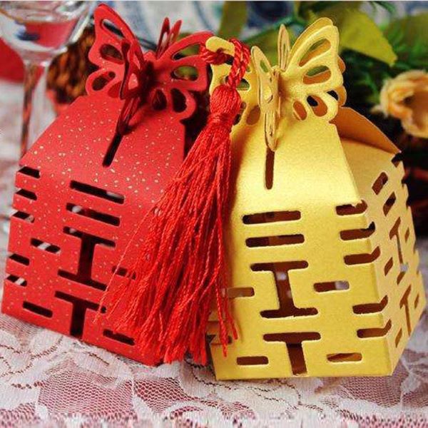 Laser-cut Chinese Cardstock Wedding Favor Boxes